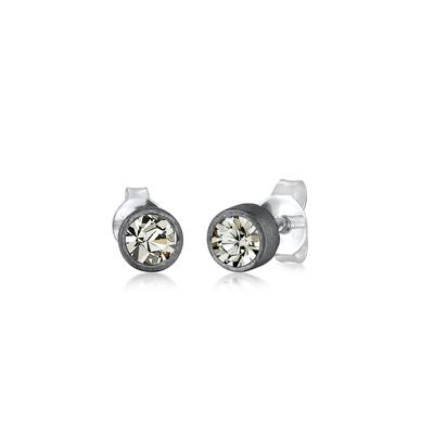 Paar Ohrstecker KUZZOI "Ohrringe Kristalle Rund Oxidiert Trend Modern 925 Silber", schwarz, Ohrringe, Herren, ohne Stein, Silber 925 (Sterlingsilber)
