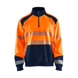 Warnschutz Zip-Sweatshirt "3556" - XS - orange/marine