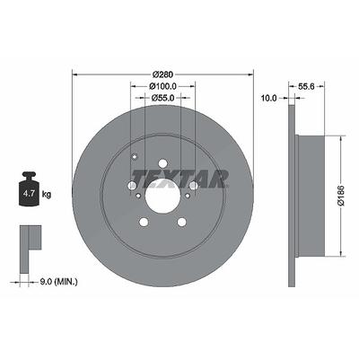 Textar Bremsscheibe [Hersteller-Nr. 92135703] für Toyota