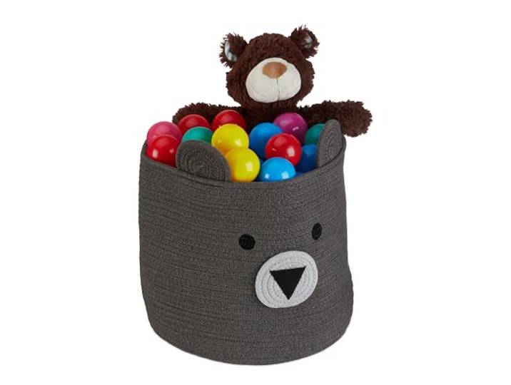 Relaxdays opbergmand kinderkamer, katoen, H x Ø 38 x 34 cm, beer
