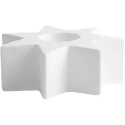 Ceramic Star Kerzenhalter für Spitzkerzen, Nordic White, 7,5x3cm