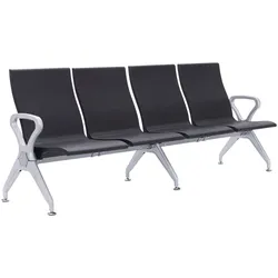 CLP Wartebank Airport-Stil Ermin, Sitzbank Flur mit Lehne, ergonomische Sitzschalen, Wartestühle mit robustem Alu-Gestell, bis 150 kg je Sitz