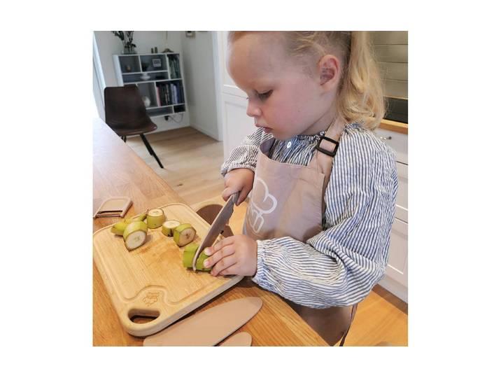 Kinderbesteck MINI Family , beige (rosa), Bambus, Edelstahl, Essbesteck-Sets, Kinderbesteck