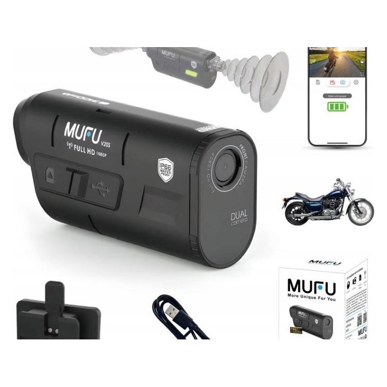Mufu Wideorejestrator WIDEOREJESTRATOR MOTOCYKLOWY MOTOCAM V20S FULLHD 7H KAMERA NA MOTOCYKL (Full HD) (V20S)