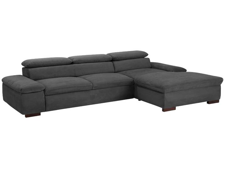 Ecksofa, Luxus-Microfaser, Grau, 286×174 cm, Mit Bettfunktion, Klassisch, Home-affaire