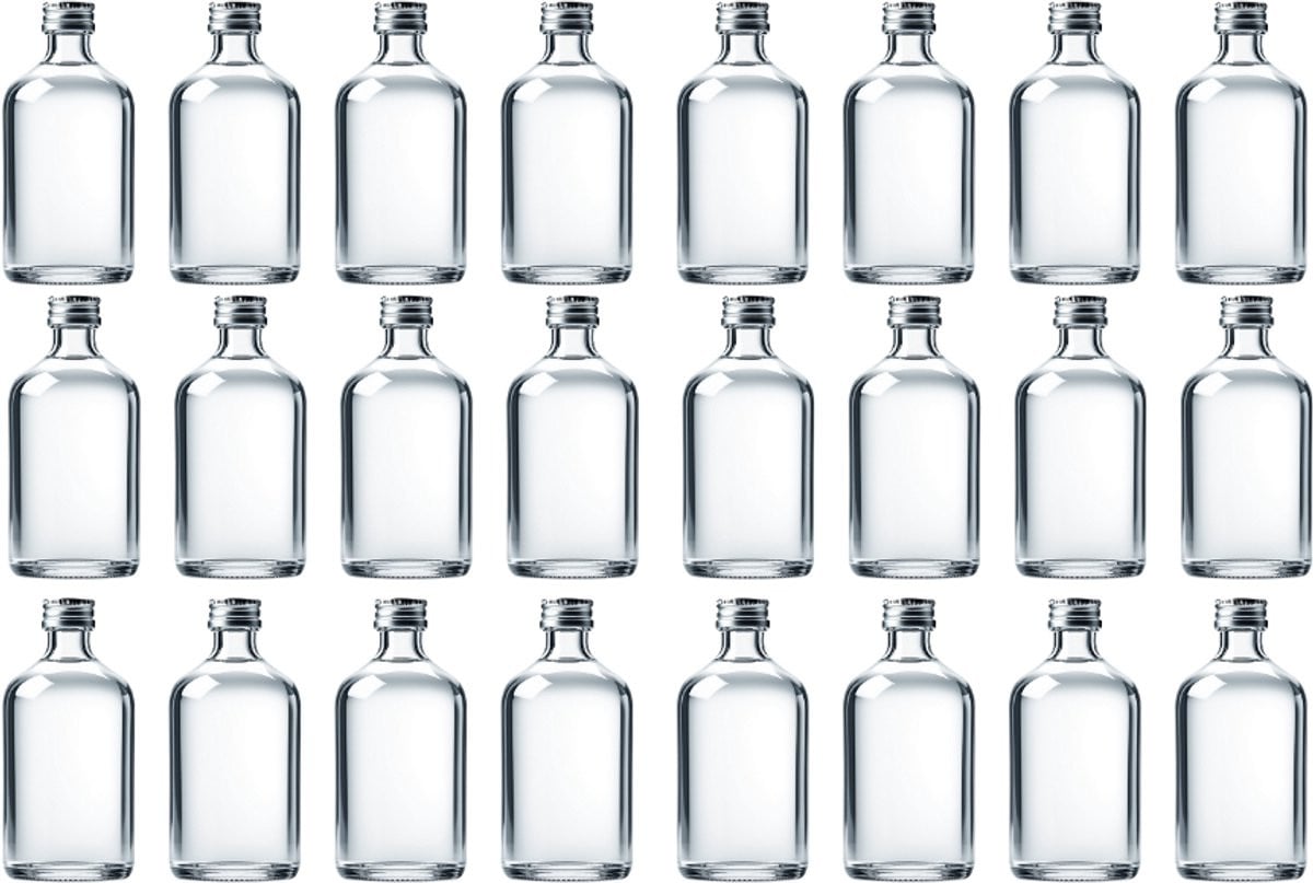 Set van 24 glazen mini flesjes met draaidop van 20 ml