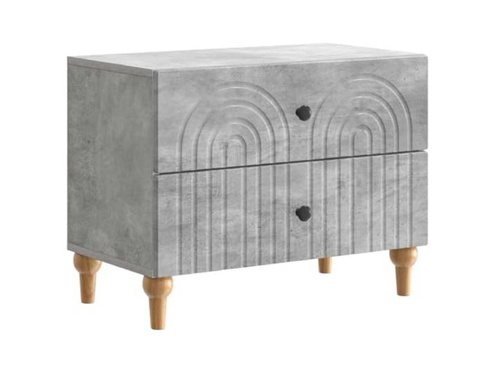 LMTYOENFG Nachttisch Betongrau 62 x 34,5 x 48 cm mit 2 Schubladen Modernes Design mit gestreiftem Rand fürs Schlafzimmer, stabiler Holzwerkstoff für verlässliche Ordnung neben dem Bett.