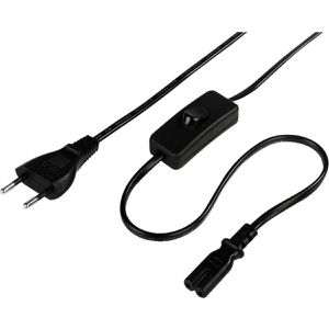 Hama Netzkabel 223274, 2-polig, 2 m, Eurostecker / Doppelnut-Buchse, mit Schalter