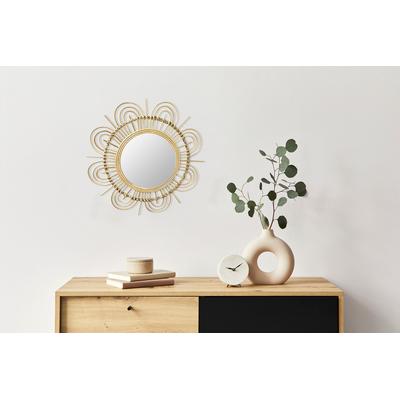 Wandspiegel KAYOOM "Rattan Spiegel Aina 325", beige (natur), B:51cm H:51cm Ø:51cm, Spiegelglas, Spiegel, Wandspiegel