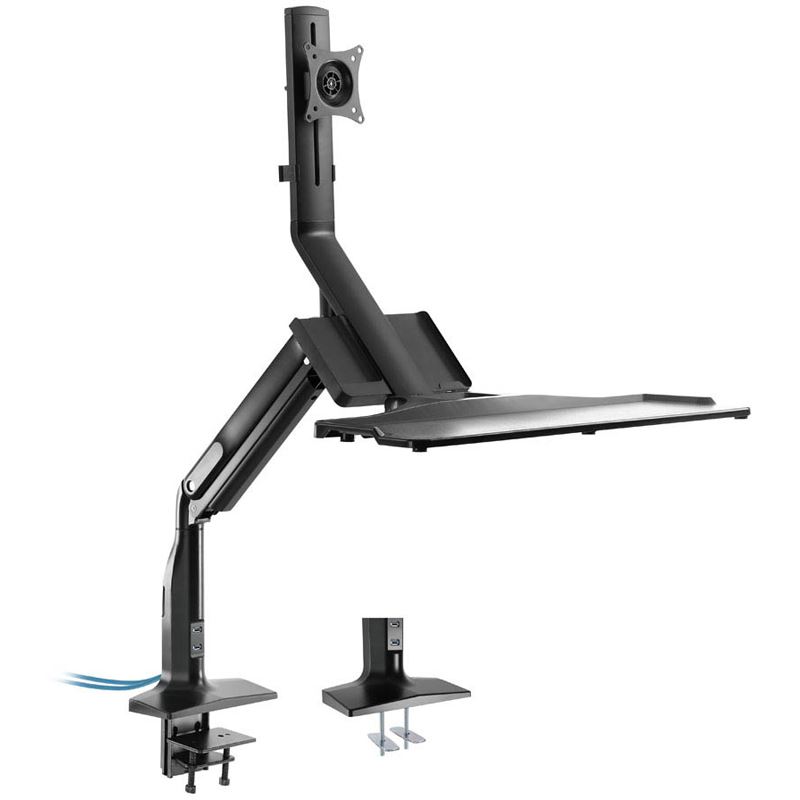 InLine Workstation-Tischhalterung mit Lifter und USB 3.0, beweglich, für Tastatur, Maus und Monitor bis 81cm (32"), max. 9kg