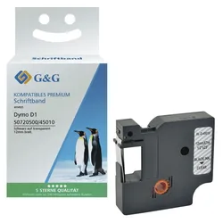 G&G Schriftband ersetzt Dymo D1 S0720500/45010, 12,0 mm, schwarz auf transparent