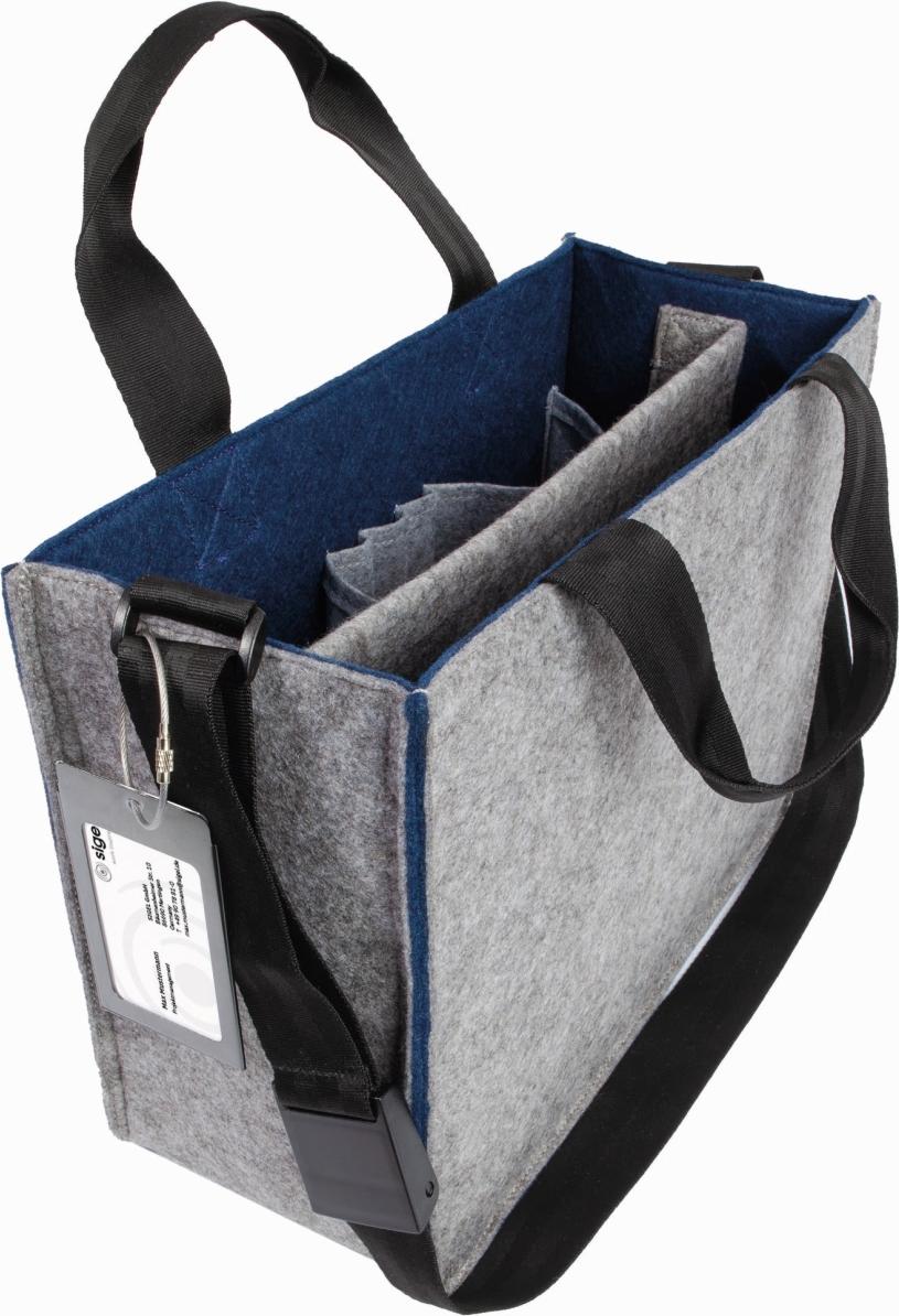 Desk Sharing Bag Bicolor M recycelter PET Filz 360x280x150mm grau/blau Packung mit 4 Stück