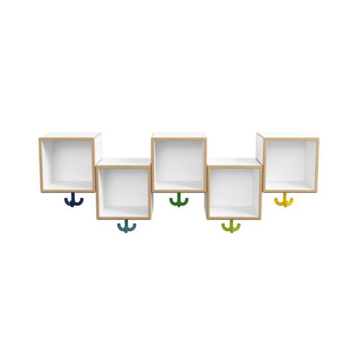 Hewi Reihen-Hängeregal M20.03.001 1000x300x200mm, asymmetrisch, 5 Plätze mit 3-fach-Haken