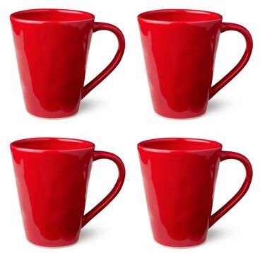 Certified International Berry Red Christmas Set of 4 Mugs 18 oz
