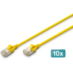 Digitus CAT 6A F-FTP Slim Patchkabel, 0,5m, Gelb, 10 Stück