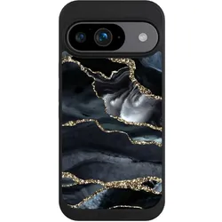 Nivocase Handyhülle für Google Pixel 9 Hülle NIVOpure Case Schwarz Glitzer Look Marmor Trends (Google Pixel 9), Smartphone Hülle, Schwarz