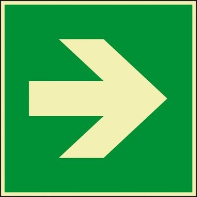 Aufkleber | PERMALIGHT power langnachleuchtend Bodenzeichen Richtungspfeil gerade, ASR, R10, Folie, 400x400mm