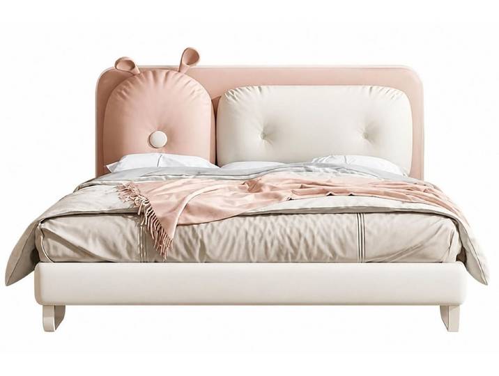 Xlmoebel Kinderbett Zartes Kinderbett in Weiß-Rosa für Mädchen aus Holz, Made in Europa