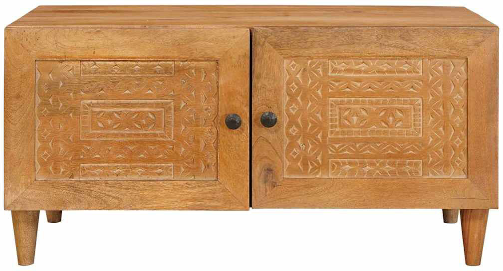 World Menagerie Solid Wood Coffee Table with Storage Light Brown 40cm H X 80cm W X 50cm D