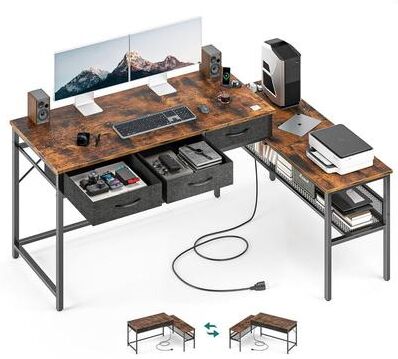 No "55"" L Shaped Gaming Desk with Power Outlet"