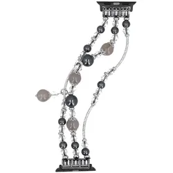 Neue Armbanduhr GlacierX Triple Strand Beaded Charm Bracelet Silver Blush für Apple Watch 38/40/41mm Grau