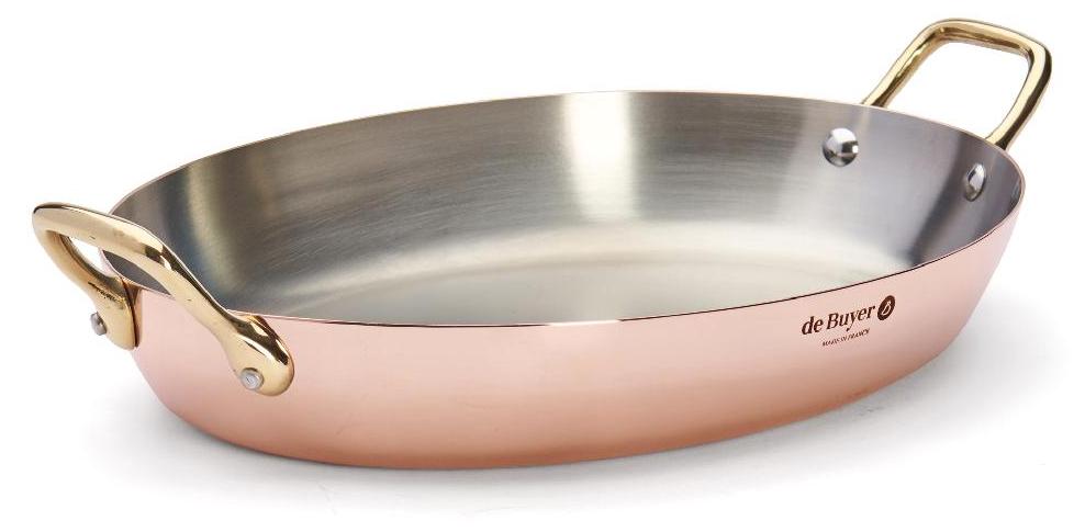 De Buyer OVALE PFANNE, 2 MESSINGGRIFFE 32X23 CM INOCUIVRE