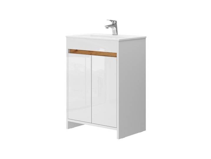 Vicco Waschbeckenunterschrank Lemgo, Weiß Hochglanz, 2-teilig, nicht einzeln stellbar,Rechteckig, 60x80.4x39 cm, Badezimmer, Waschbecken & Armaturen, Waschtische