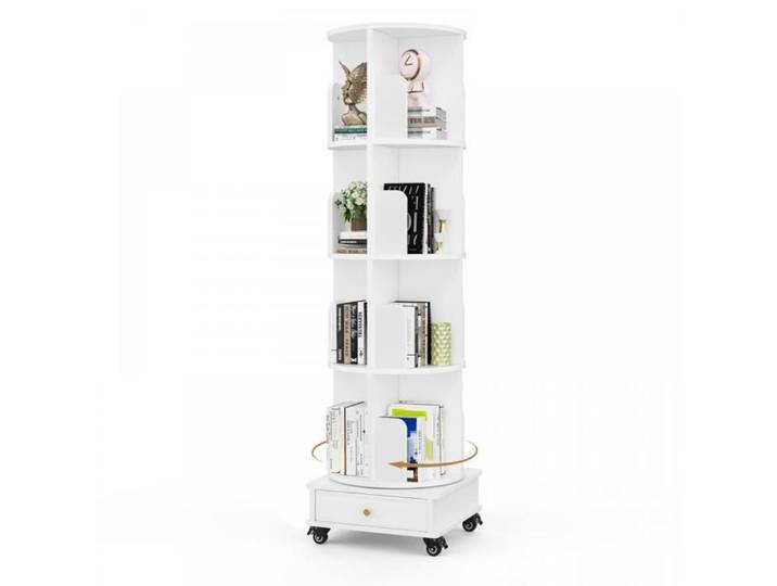 Bibliothèque de Rangement - MIPAN - Étagère de 4 niveaux + 1Tiroirs - Blanc - 40x40x142cm