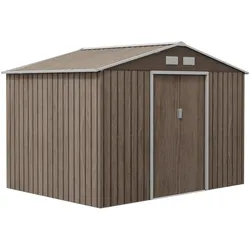 STILVORA Gerätehaus Stahl Braun 277x195x192 cm mit Schiebetüren, wetterfest