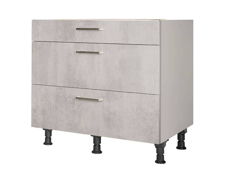 Unterschrank Riva mit Schubladen 90cm Grau/Beton Hell
