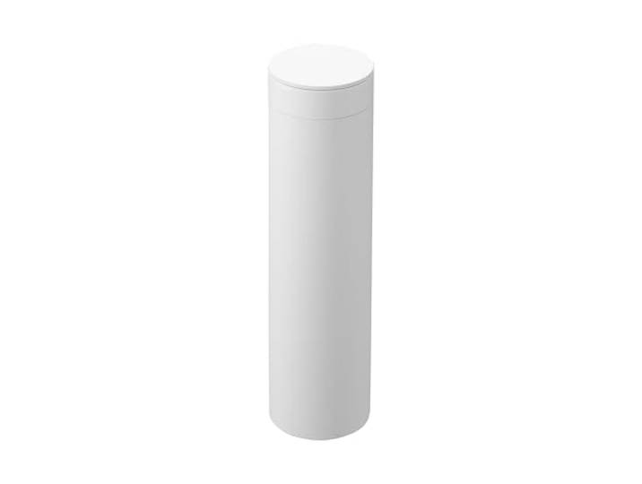Yamazaki 1828 Tower Tissue Box Round\, White\, Steel/ABS Resin/Silicone\, 6.8 x 6.8 x 25 cm