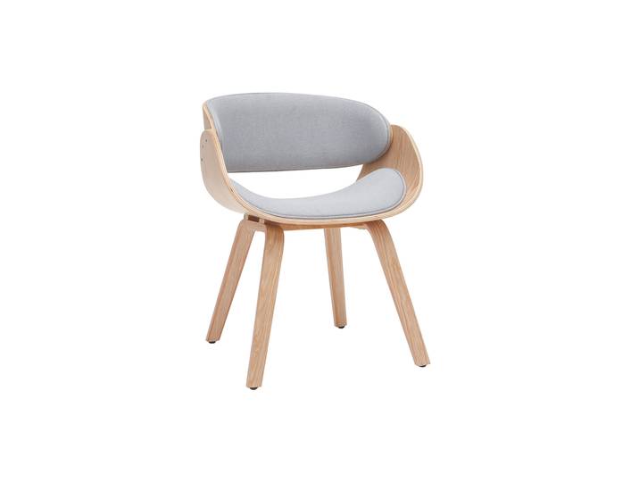 Chaise design en tissu gris et bois clair BENT