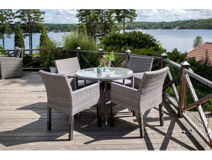 Gartentisch Eluno - das moderne Design schafft eine gemütliche Atmosphäre - Grau - ø90 - Luxusbetten24