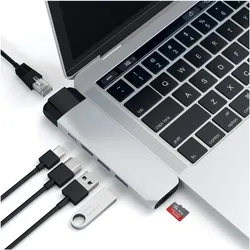 Satechi USB Dual-C Hub (USB-C, 6 Ports), Dockingstation + USB Hub, Silber