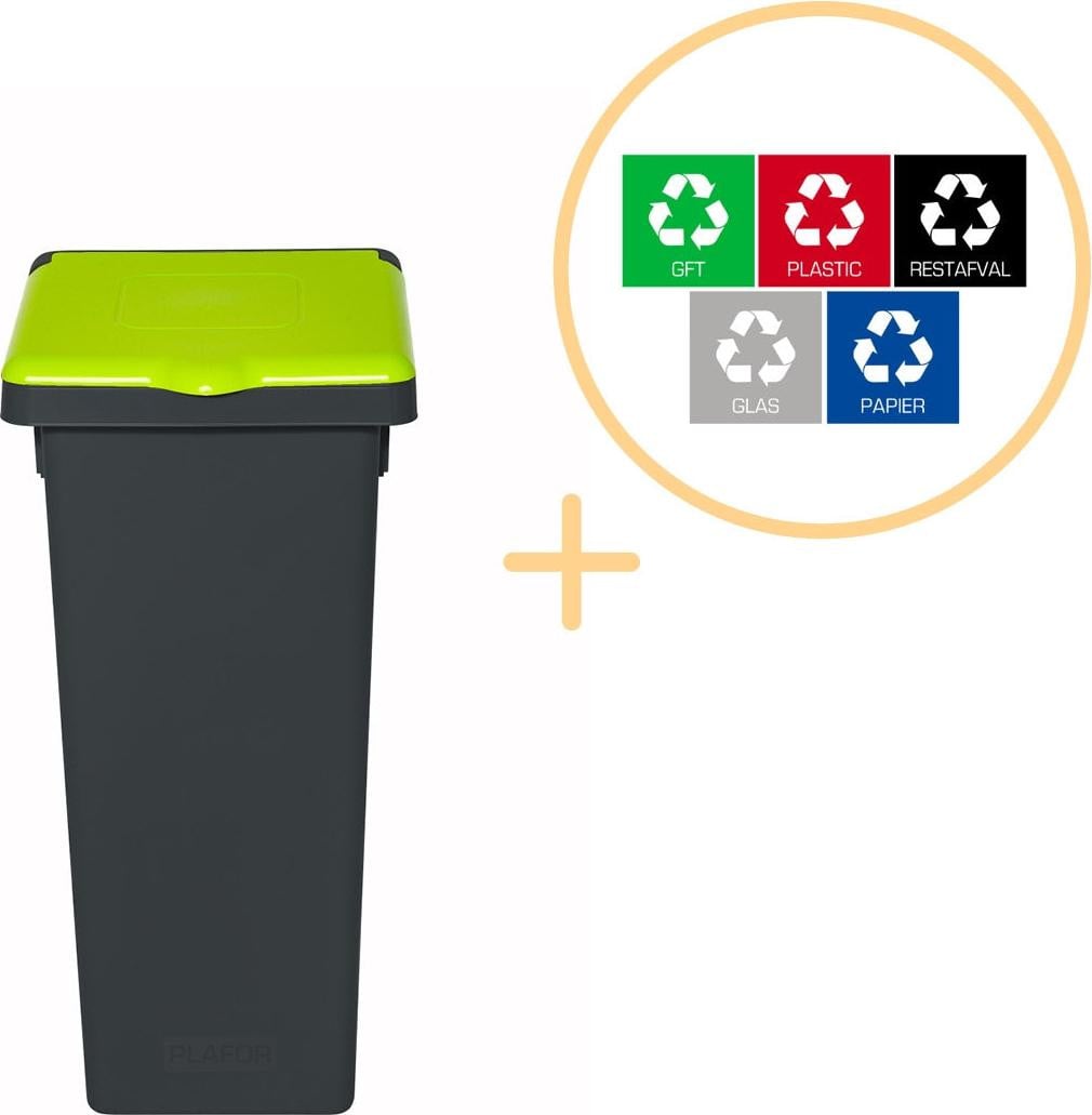 Northio Fit Bin Recycling afvalbak met deksel, 52 liter, Groen