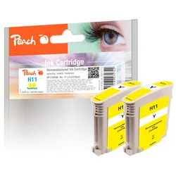 Peach Doppelpack Tintenpatronen gelb kompatibel zu HP No. 11 y*2, C4838A*2