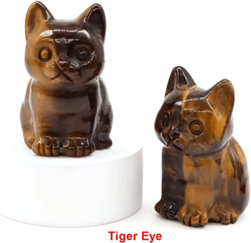 Inspire Picks Hand Carved Amethyst Cat Figurine Crystal Animal Statue For Chakra Healing & Meditation Decor tiger Eye 1pc