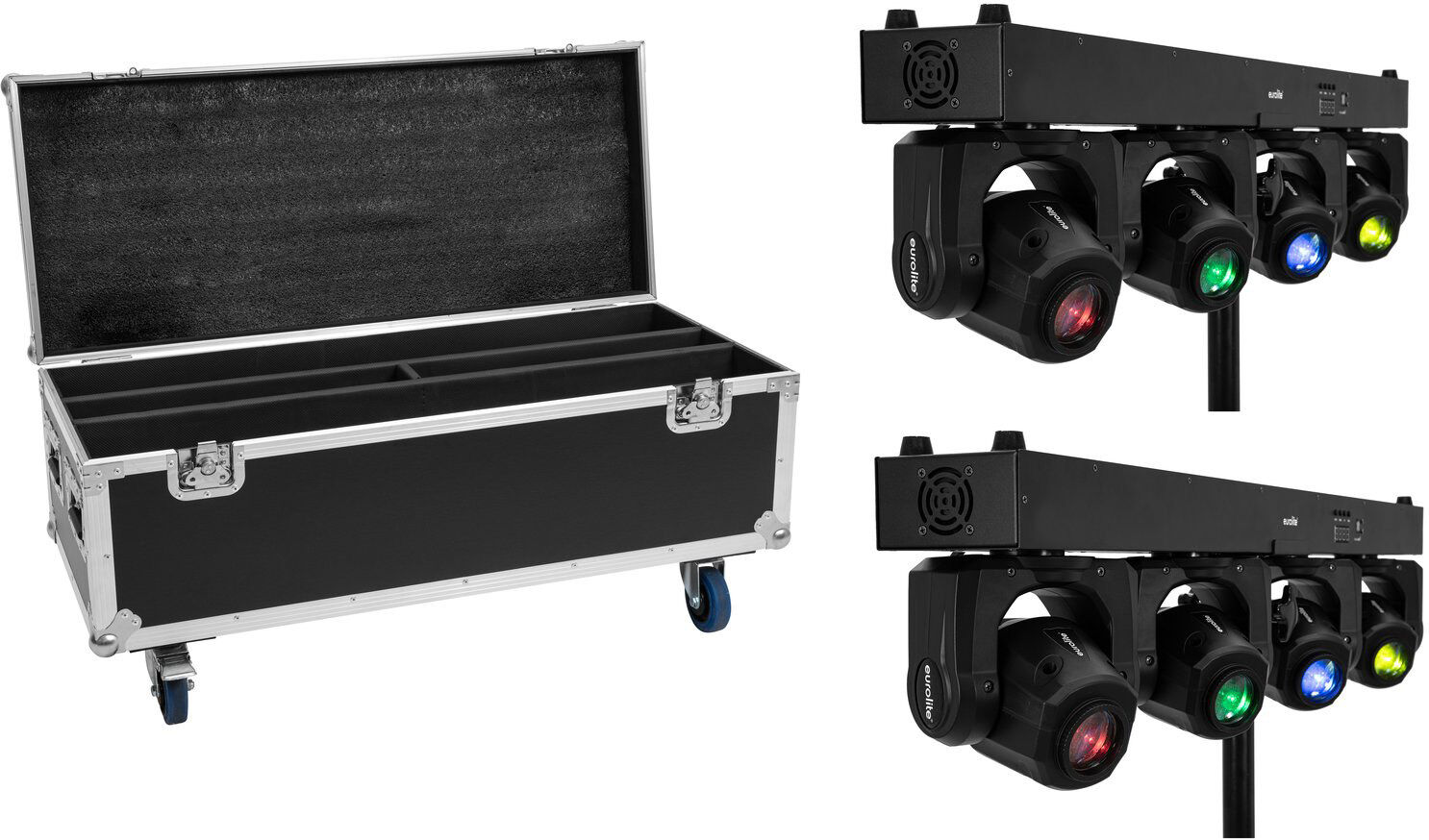 EuroLite Set 2x Led Tmh Bar S120 + Case Mit Rollen
