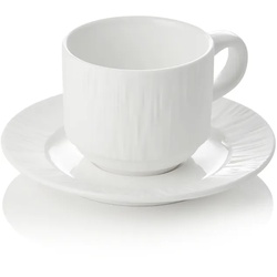 WAS Germany 4x Obertasse mit Untertasse Set MAYA SHIRO, 240 ml, weiß, Porzellan