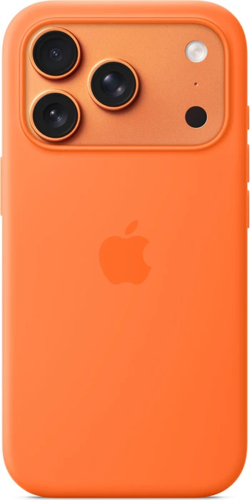 Apple Silikonhülle mit MagSafe auf iPhone 17 Pro orange