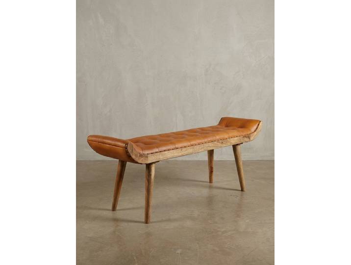 KADIMA DESIGN Sitzbank Maßholz/Leder/Stoff-Sitzmöbel, Modern, Chesterfield-Stil, robust