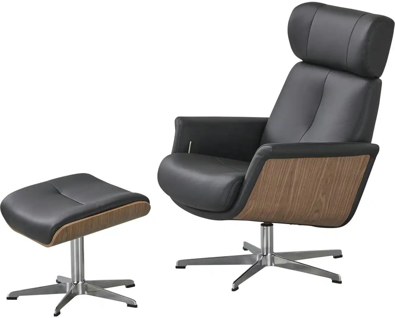 uno Sessel-Hocker-Set aus Leder Arne ¦ schwarz