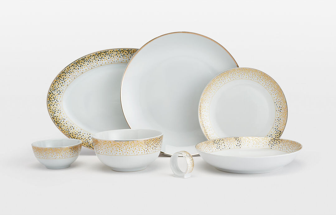 Waterside 50pc Platinum Sparkle Combo Dinner Set Gold Sparkle 50