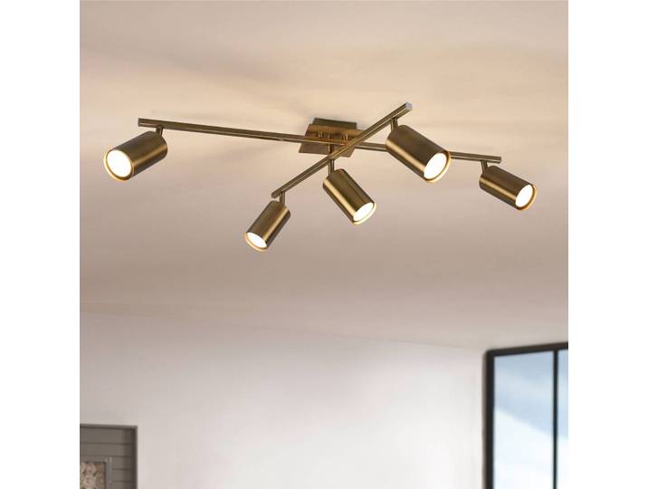 Trio Lighting Deckenstrahler Marley, altmessing, 5-flammig dimmbar, bronze / altmessing, für Wohn- / Esszimmer, Metall, Modern, Strahler