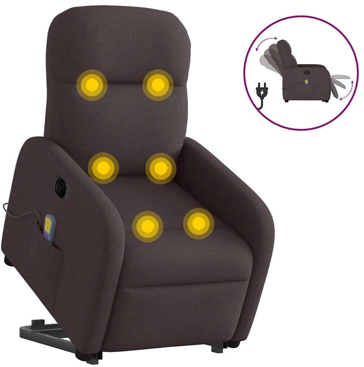 vidaXL Elektrische sta-op-massagestoel in donkerbruine stof