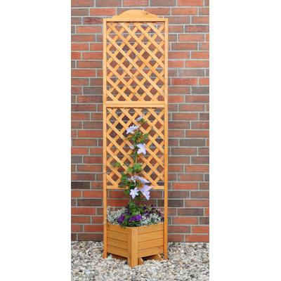 Spalier PROMADINO, braun, B:54cm H:210cm T:54cm, Holzwerkstoff, Rankhilfen, Eckspalier mit Pflanzkasten, BxTxH: 54x54x210 cm