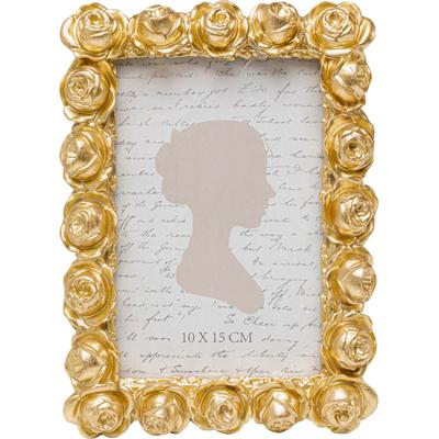 Bilderrahmen KARE DESIGN "Rose Blossom 10x15cm", gold, B:14cm H:19cm T:2,5cm, Pappe, Polyester, Polyresin, Bilderrahmen, Bilderrahmen