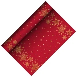 Papstar 6 Rollen Tischläufer, stoffähnlich, Airlaid 3 m x 40 cm rot Christmas Shine