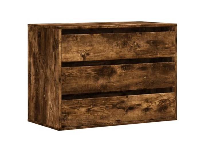 Foknhdi Kommode Räuchereiche 80x41x58 cm Sideboard Holzwerkstoff Kompakter Schubladenschrank in Holzoptik für Wohnzimmer, Flur und Schlafzimmer mit 3 geräumigen Fächern.