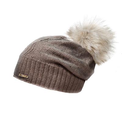 Strickmütze CAPO, Damen, braun (taupe), Strick, Kaschmirmischung, Mützen Strickmütze, Mütze, Kaschmir-Wolle-Mischung, Studs, Fake-Fur